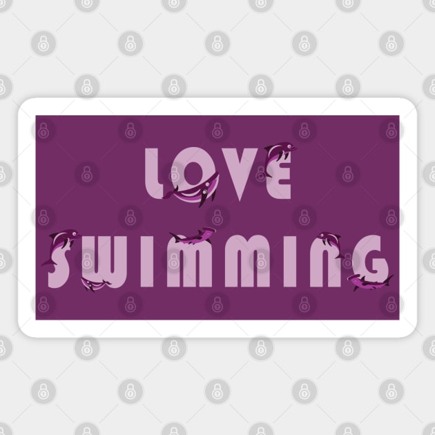 Pink love swimming with dolphins and whales Magnet by Nosa rez